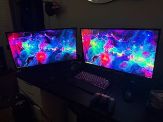 Full Gaming PC Setup – PC, Dual Monitors, Speakers, Keyboard, Mouse