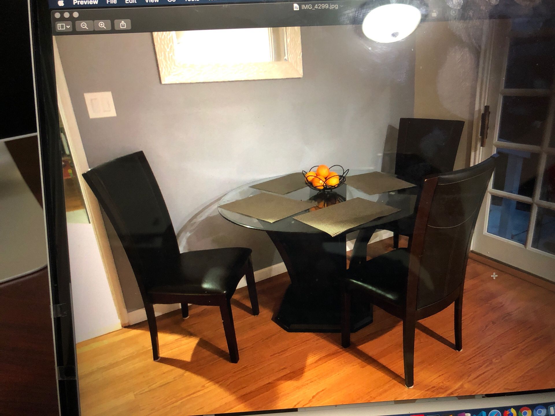 Designer glass dining table with chairs