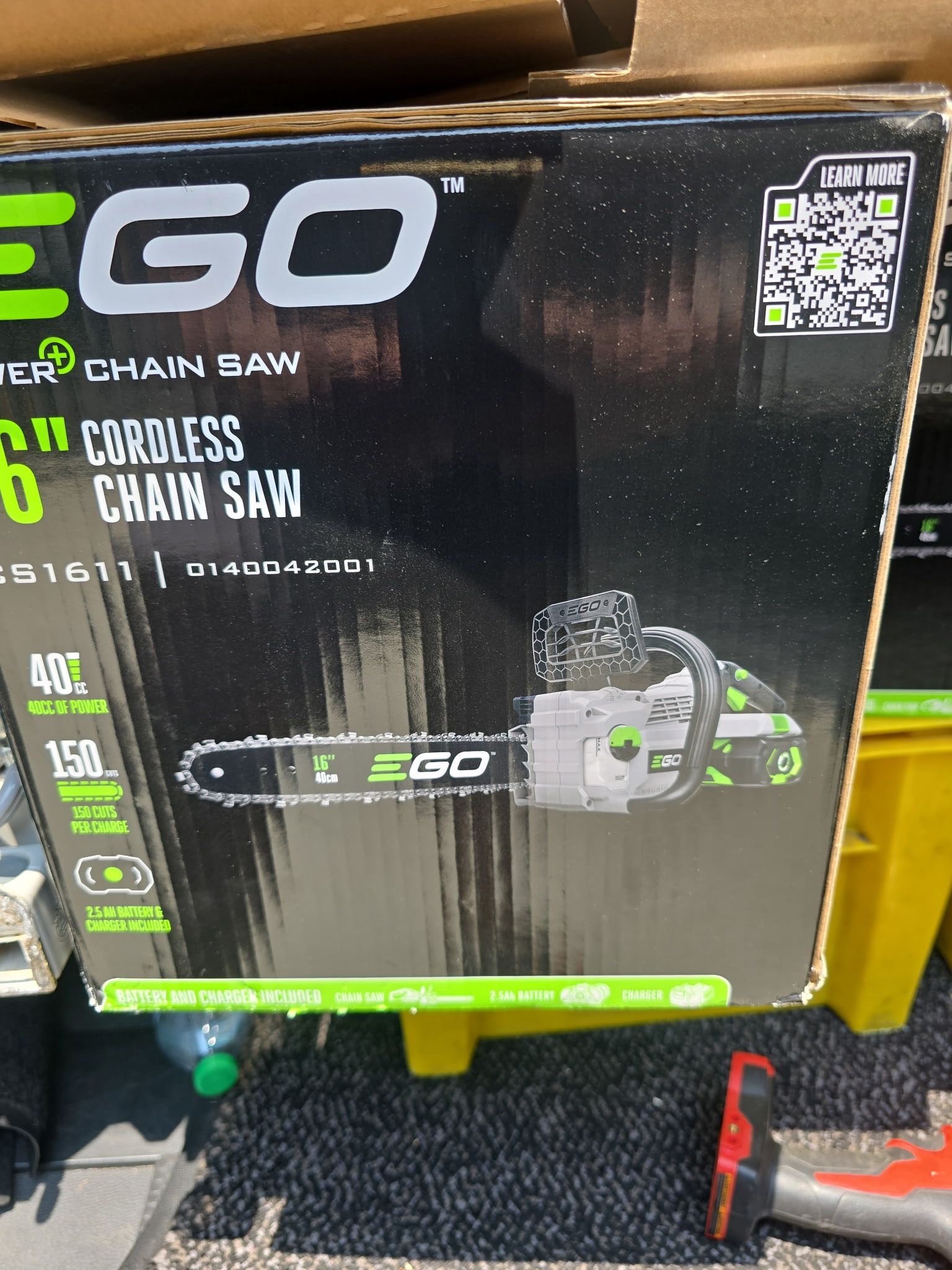 New Ego 16” Battery Operated Cordless Chainsaw With Battery And Charger