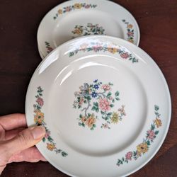 Vintage 1960s Mayer China Co Plates Floral Pattern Set Of 4 Porcelain Ceramic Dishes
