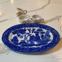 Porcelain doll plates and cups (Lustreware and porcelain) Made in Japan. No chips.