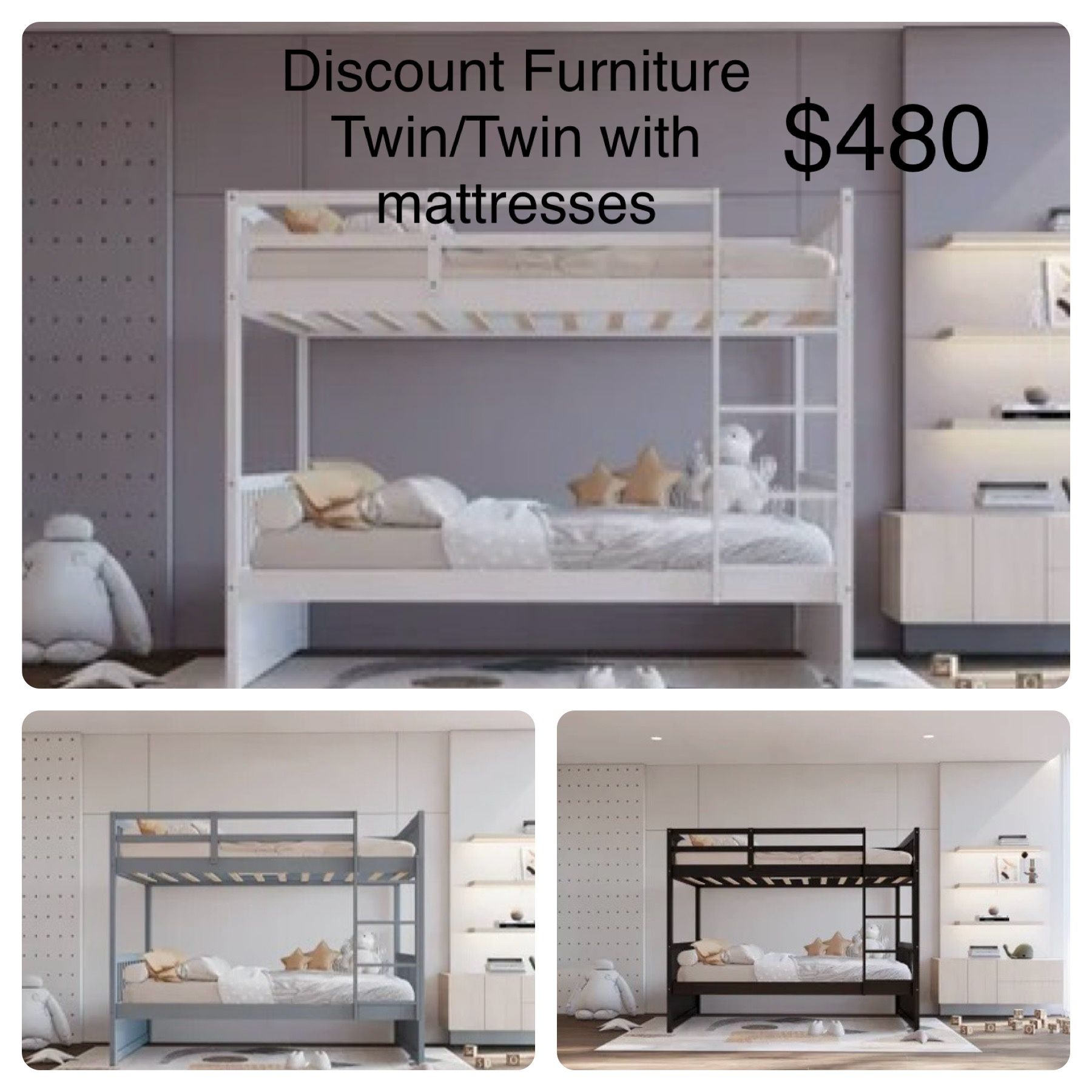 Twin Twin Bunk Bed & Mattresses 💥