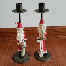 Pair of Santa Candle Holders