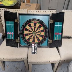 Cork Dartboard With Wooden Cabinet