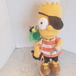 vintage Applause Pirate Bart Simpson Plush W/Stand and parrot.
