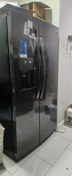 Black Side-by-Side Refrigerator with Ice and Water Dispenser