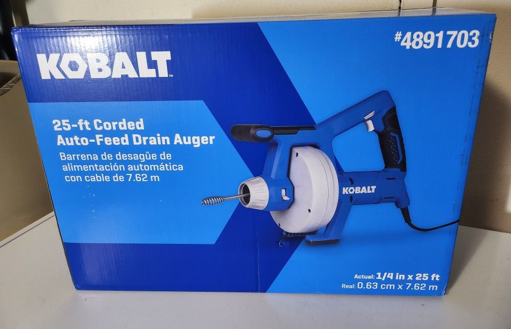 Kobalt Auto-Feed Drain Auger -BRAND NEW
