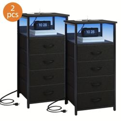 NEW Set of 2 Storage Towers w/ Charging Station