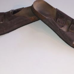 Woodstock Unisex Suede Slide Sandals Brown, Men's 8 Women's 9