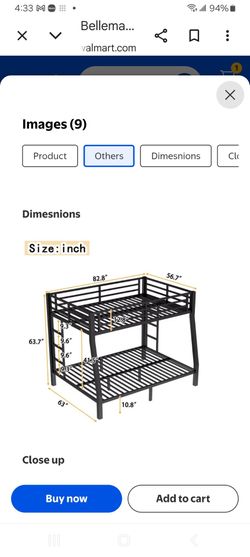 Metal Bunkbed Full Top/Queen Bottom