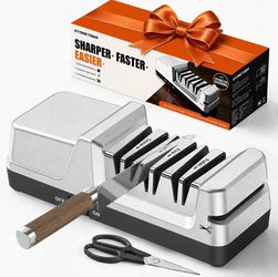 4-in-1 Electric Knife Sharpener for Home Cooks Kitchen (Silver)