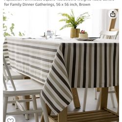 Aquazolax Farmhouse Square Tablecloths Weights Table Covers for Family Dinner Gatherings, 56 x 56 inch, Brown