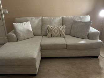 Beige Fabric Sectional Sofa with Chaise