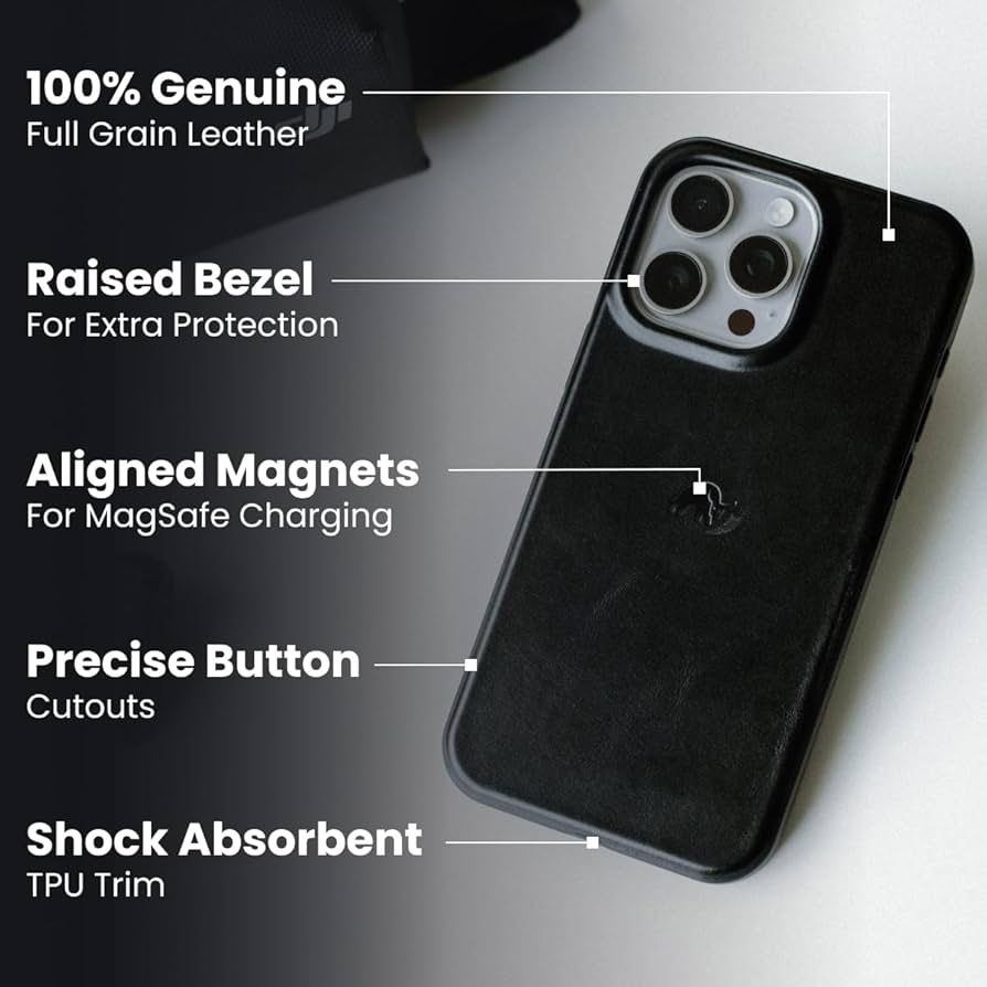 New Bullstrap Flex Full Grain MagSafe Case For iPhone 16 Pro Black