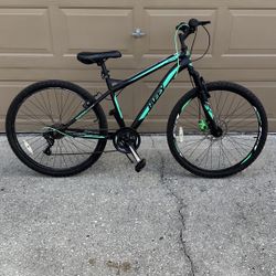 Huffy Nighthawk 26 Inch Mountain Bike, Shimano 21 Speed Mechanical Disc Brake Suspension Mountain Bicycle Man Woman Boy Girl Outdoor Exercise Fun