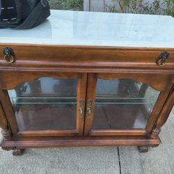 Vintage Marble And Glass Table