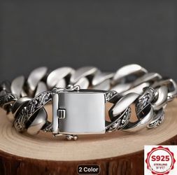 New Men’s Sterling Silver 925 stamped  87 Grams Cuban Style link bracelet - substantial weight