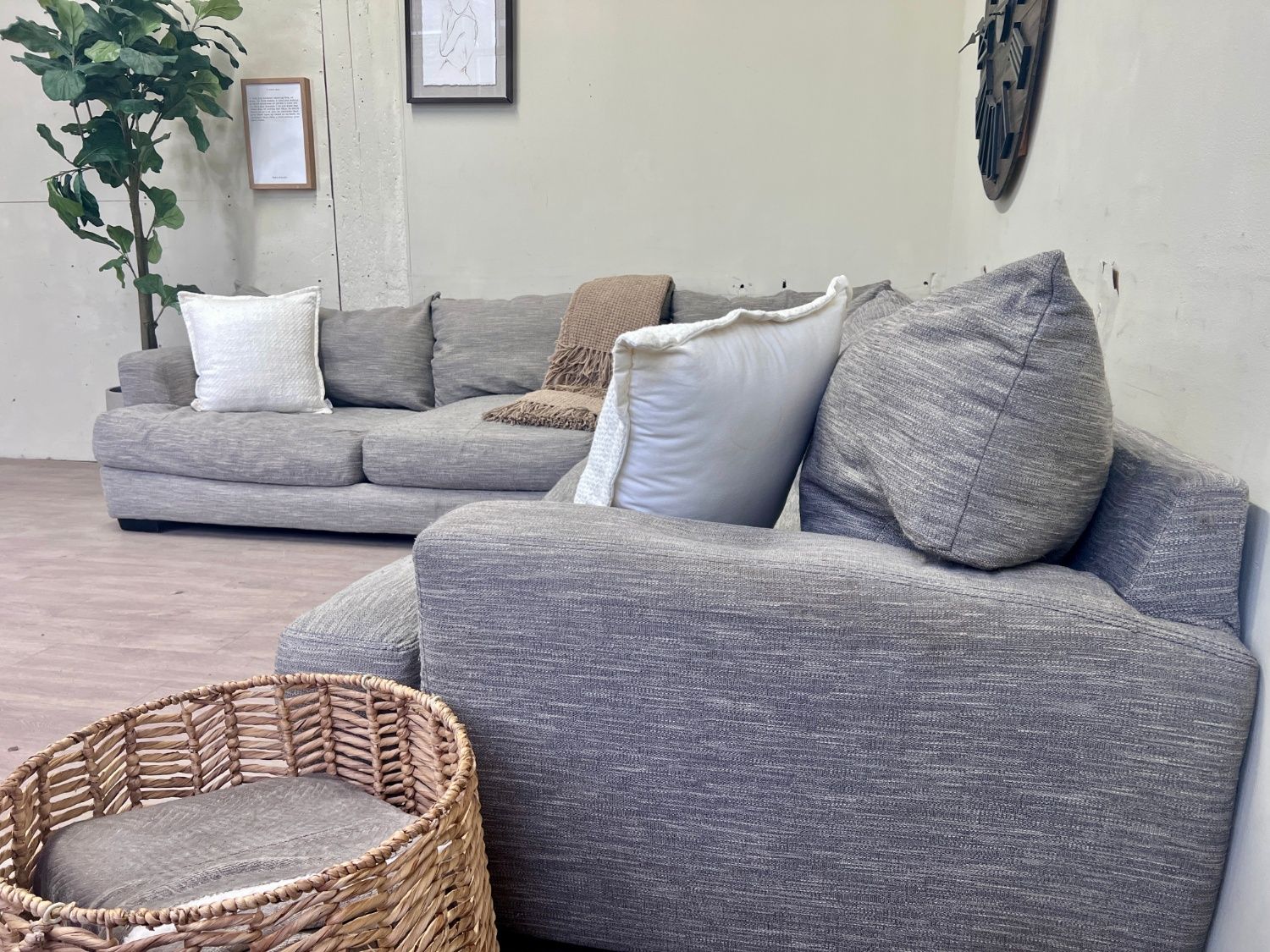 WE DELIVER! 🚚 - Ashley’s Furniture Light Gray Modern Deep-Seated L Sectional Couch