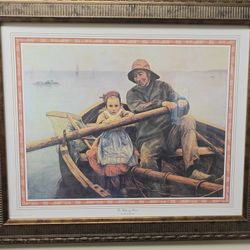 Art, Man and Child In Rowboat