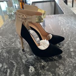 Brand New! Black and Nude Velvet Heels