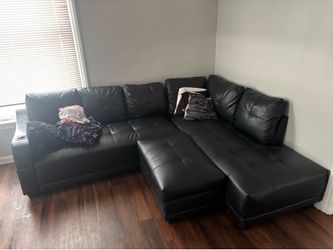 Black leather couch