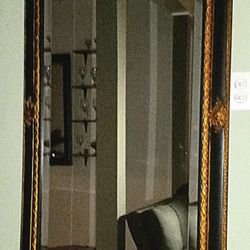 Early 1900s Antique Wood Frame Dress Mirror 