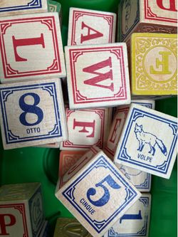 27 Wooden Alphabet Blocks Italian