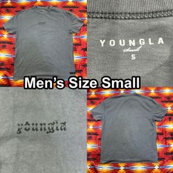 YoungLA Gray Solid Logo Crew Neck Short Sleeve T-Shirt Men’s Size Small