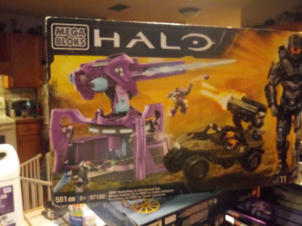 Open Box Mega Bloks Halo 97189 UNSC Rocket Hog Versus Anti Aircraft Gun Like Lego