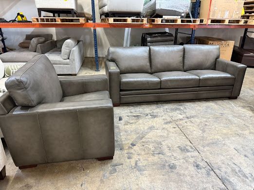 top grain leather sofa and chair from prospera home