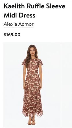 Alexia Admor Kaelith Ruffle Sleeve Midi Dress