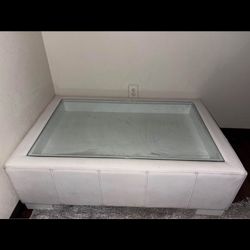 White Ottoman With Removal Glass Top