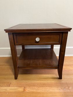 Wood Nightstand or End Table with Drawer and Shelf