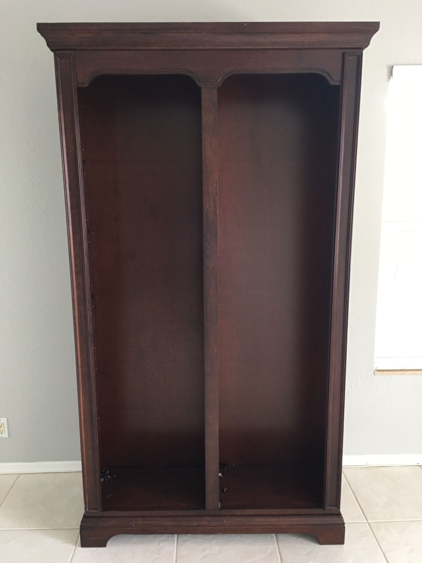 Free Dark wood curio cabinet with custom shelving