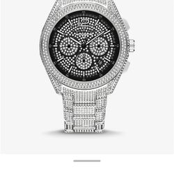 Michael Kors Oversized Accelerator 2.0 Pavé Silver-Tone Watch