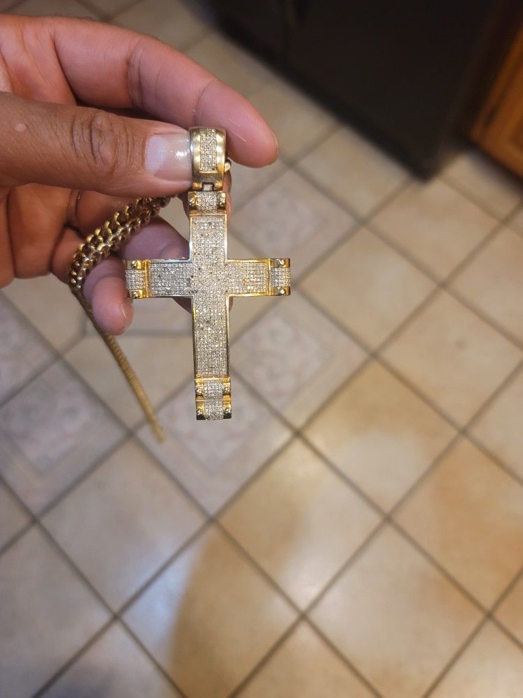 14k Gold Diamond Cross 100% Authentic