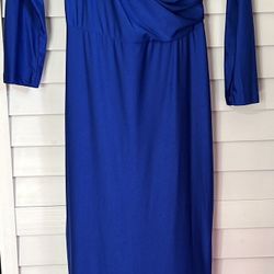 Formal Off Shoulder Dress (Royal Blue)