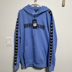 True Religion Men's Hoodie Cornflower Blue Size XXL Send Offers Fast Shipping