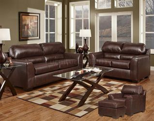 Brown leather sofas