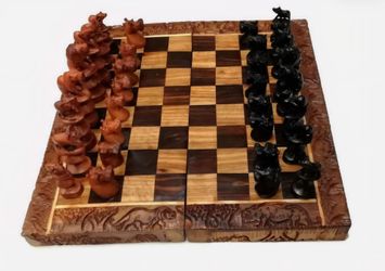 African Big 5 Animals Chessboard Art