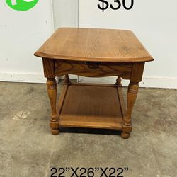 Wooden End Table With Draw