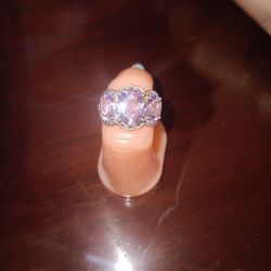 3 Stone Pink Sapphire Ring