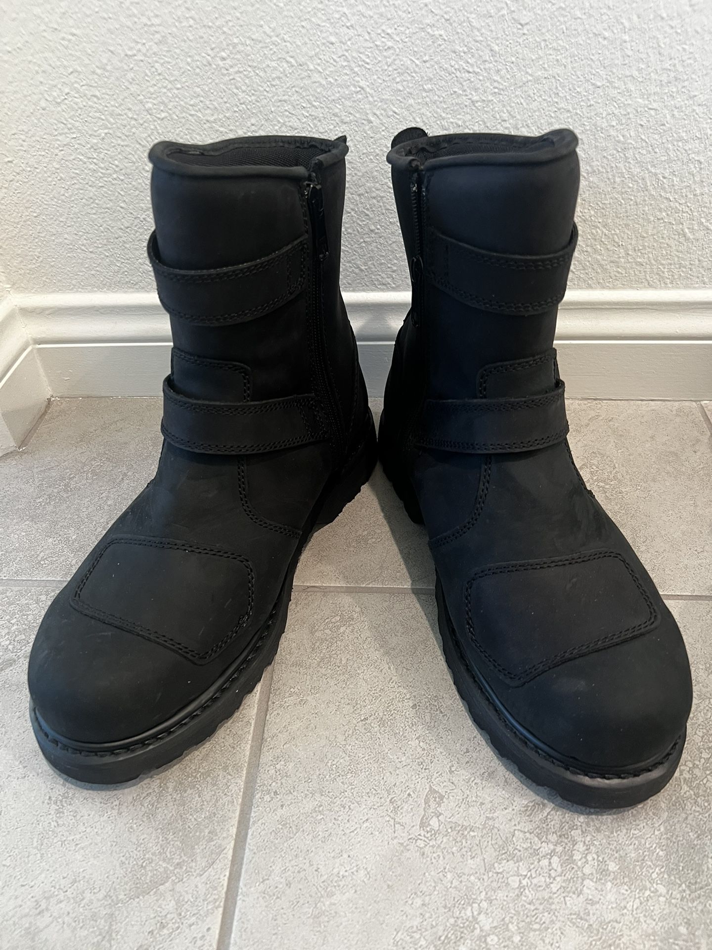 Motorcycle Boots Goat Leather Protective Footwear Black New