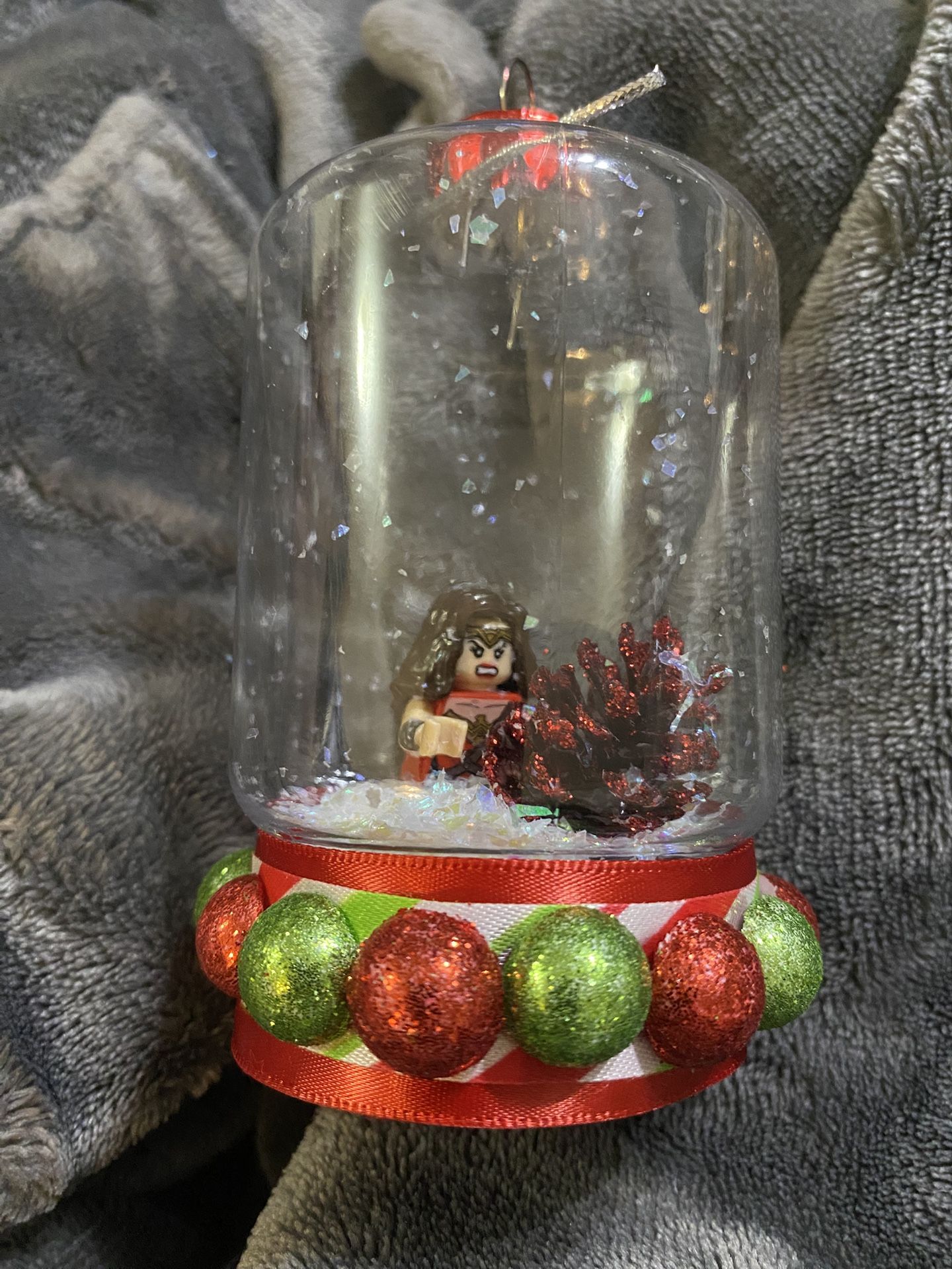 HANDMADE LEGO WONDER WOMAN CHRISTMAS ORNAMENT NEW