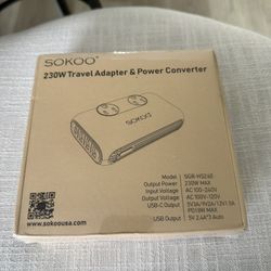 NEW Unopened Sokoo 230W Travel Adapter & Power Converter