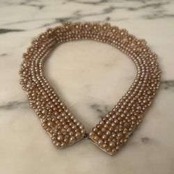 Vintage Beaded Faux Pearl Collar Necklace 