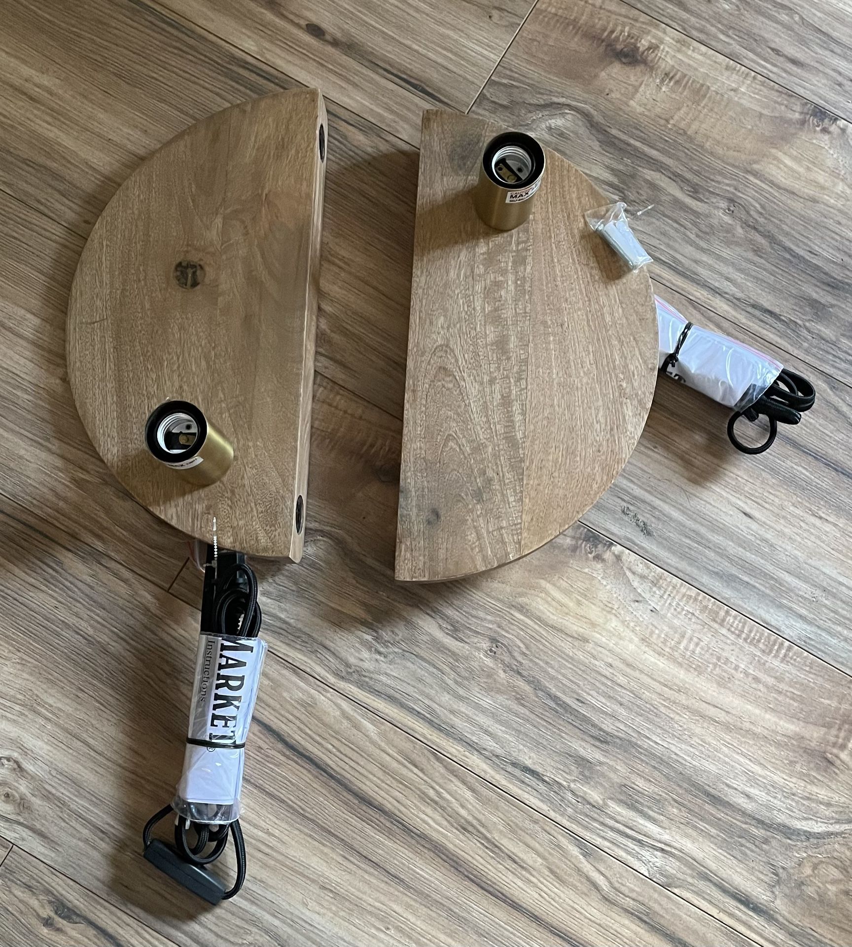 2 World Market Shelves With Light Fixtures