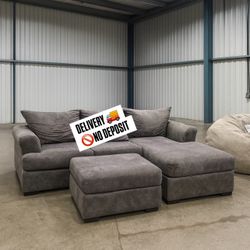 Grey Sectional With Ottoman And Chaise