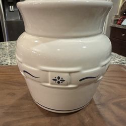 Longaberger Pottery Medium Canister Classic Blue Vintage USA Woven Traditions