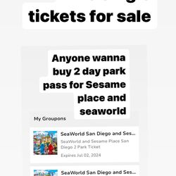 Seaworld/sesame Place Tickets 1 Day At Both Parks 